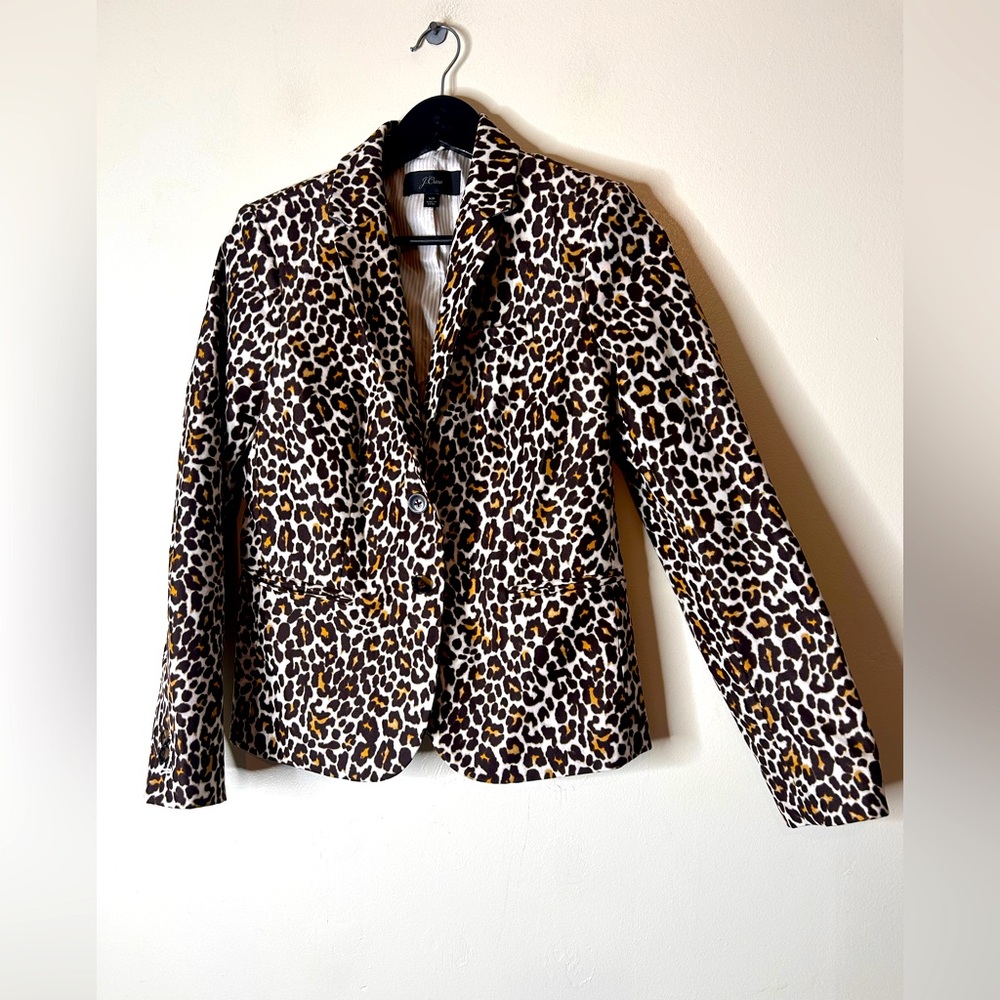 J Crew Blazer Womens XS Leopard Animal Print
